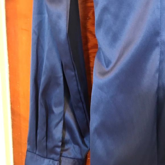 Royal Blue Satin Tie-Front Blouse - Picture 7 of 7